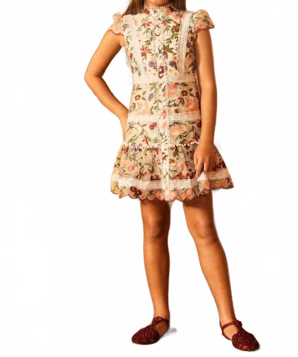 NEW MARLO anya embroidered mini dress in white